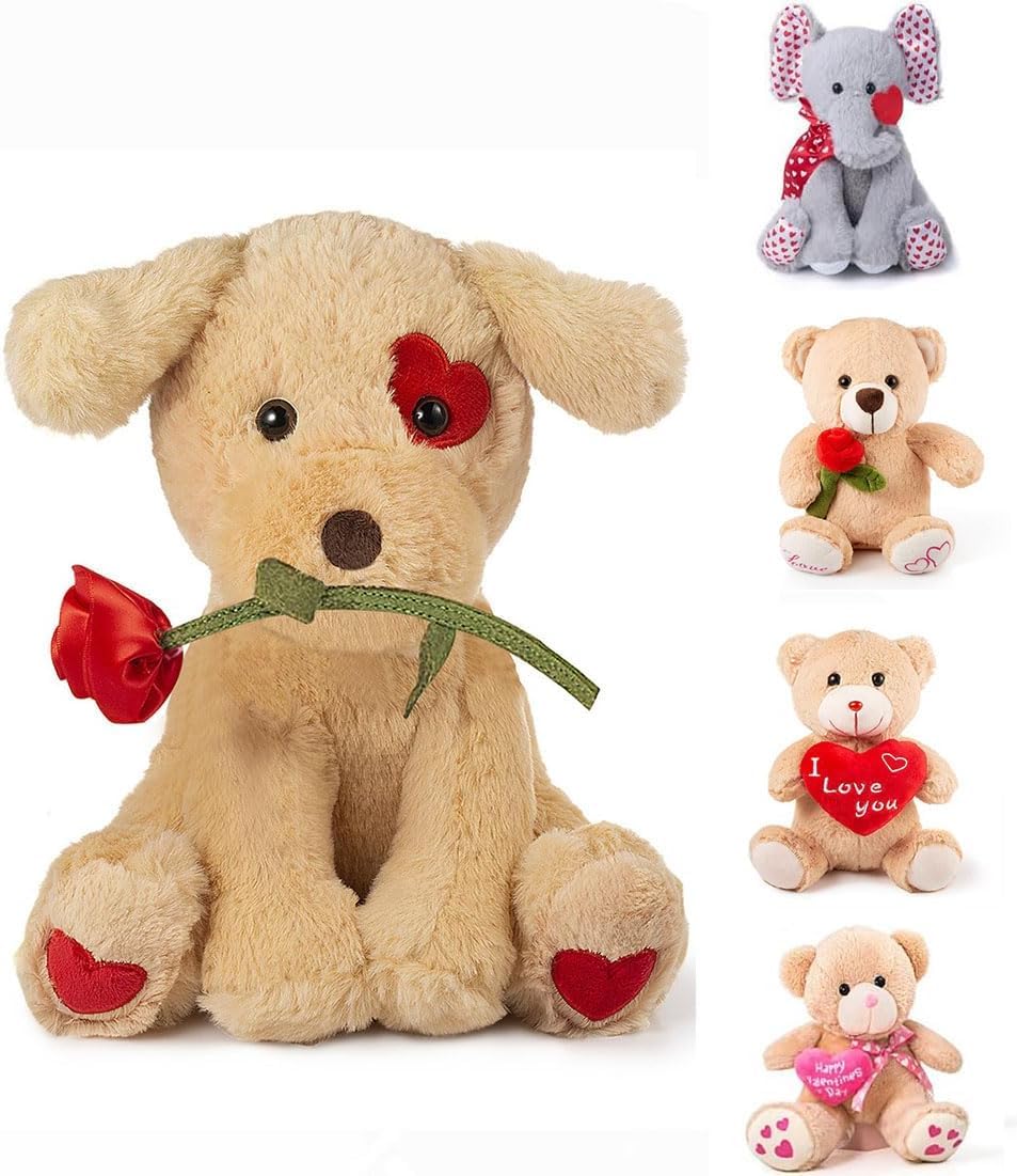Oukiwi 10 Inch Valentine's Stuffed Animal Dog – Gift Idea (Style C)