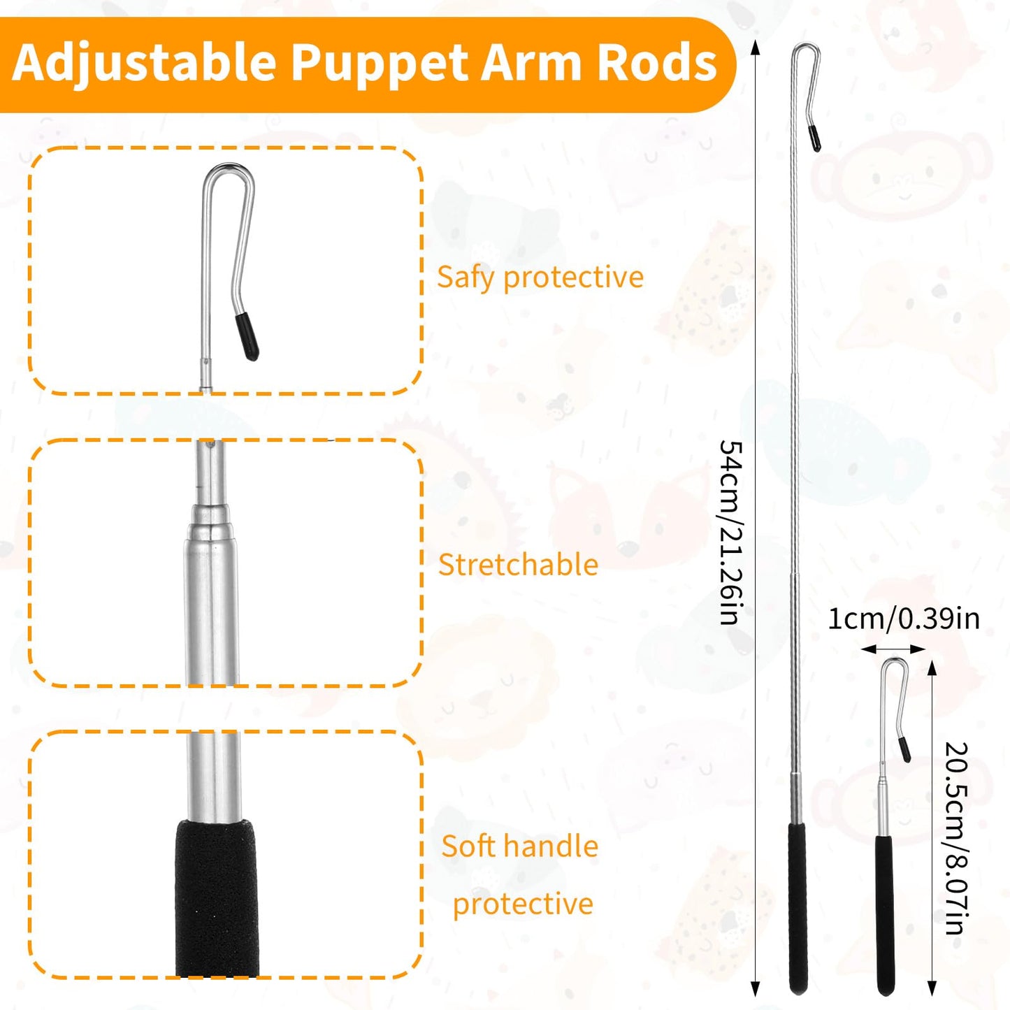 Ouligay 2 Pcs 21-Inch Adjustable Puppet Handles – Durable Metal Puppet Rods