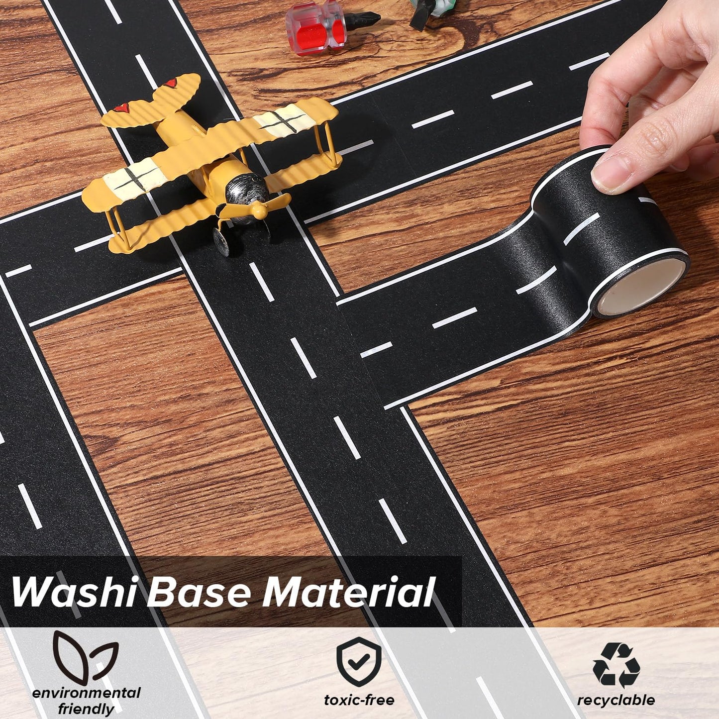 Ouligay 2PCS Road Tape for Toy Cars – Easy Stick, No Residue, Creative Kids Race Track