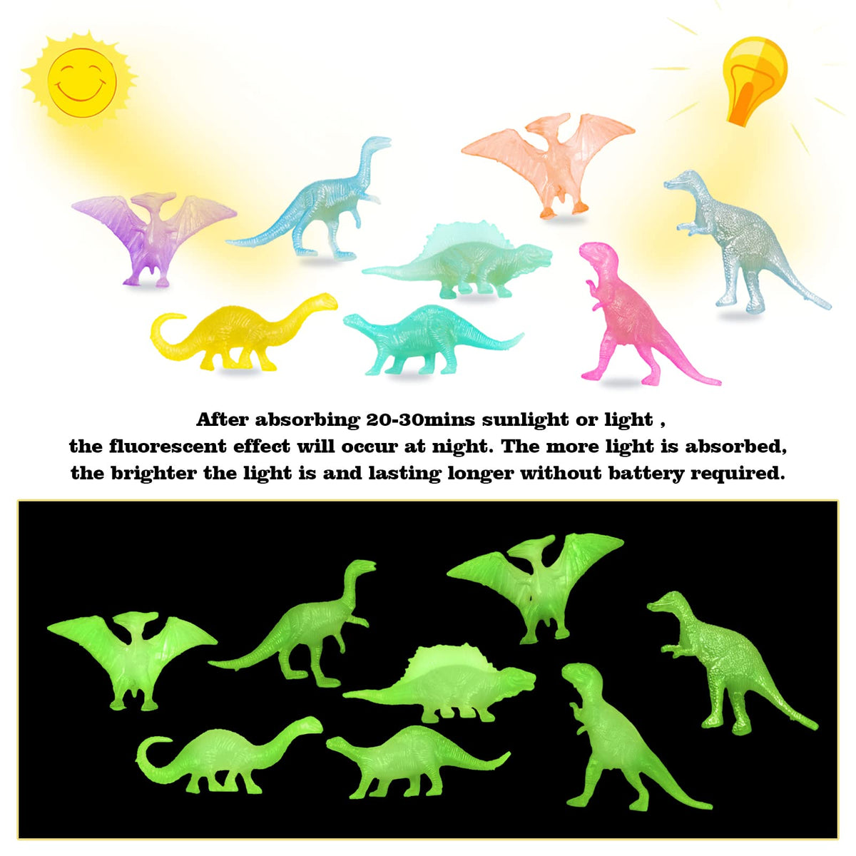 OuMuaMua 78pcs Glow in the Dark Dinosaur Toys Set – Realistic Dino Figures for Parties