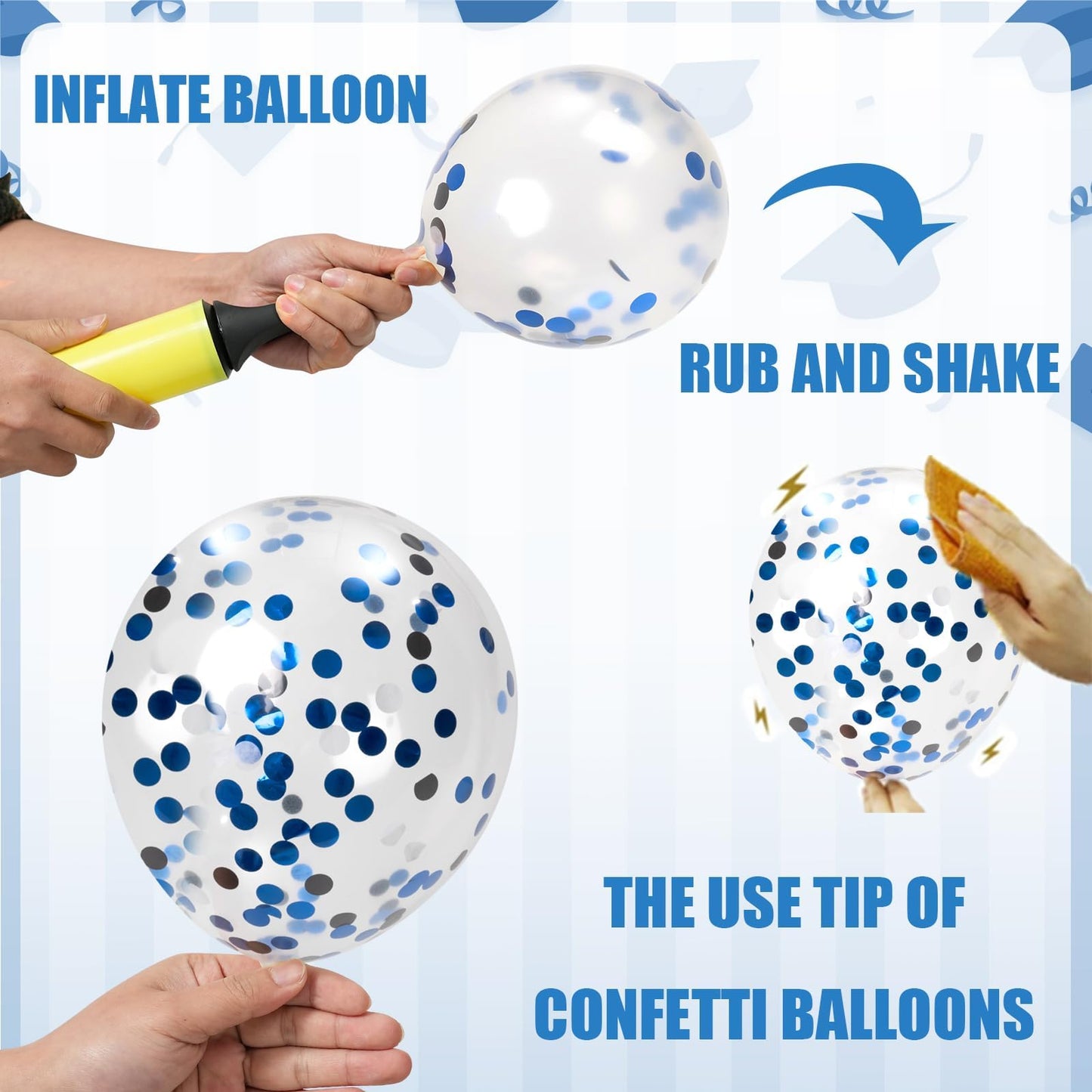 OuMuaMua 70pcs Graduation Balloon Kit – Blue, White & Silver for Class of 2026