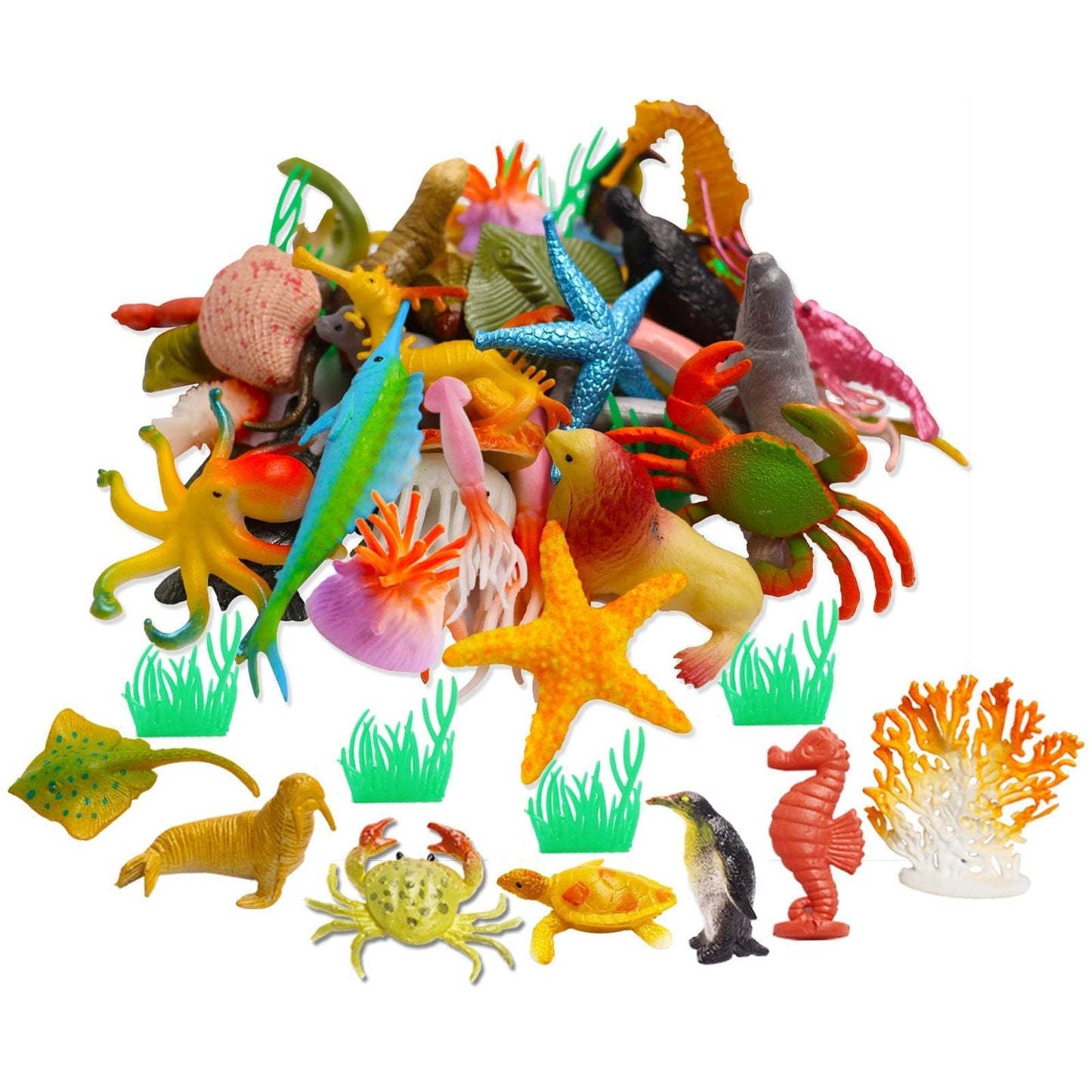 OuMuaMua 42pcs Realistic Mini Sea Creature Figures – Ocean Animals Bath Toys for Kids & Toddlers