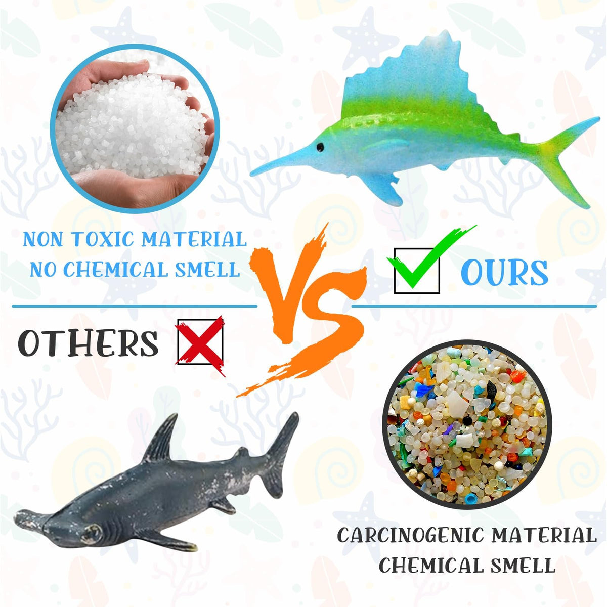 OuMuaMua 42pcs Realistic Mini Sea Creature Figures – Ocean Animals Bath Toys for Kids & Toddlers