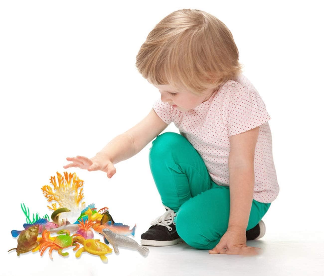 OuMuaMua 42pcs Realistic Mini Sea Creature Figures – Ocean Animals Bath Toys for Kids & Toddlers