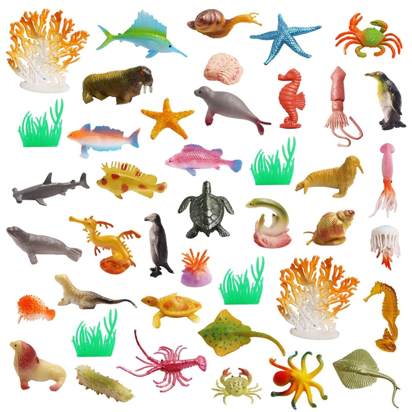 OuMuaMua 42pcs Realistic Mini Sea Creature Figures – Ocean Animals Bath Toys for Kids & Toddlers