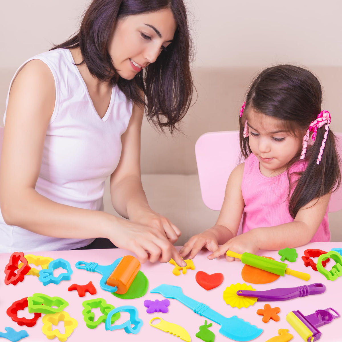 Oun Nana 36-Piece Dough Tool Set for Kids 3-8 | Animal Cutters, Rolling Pins & More