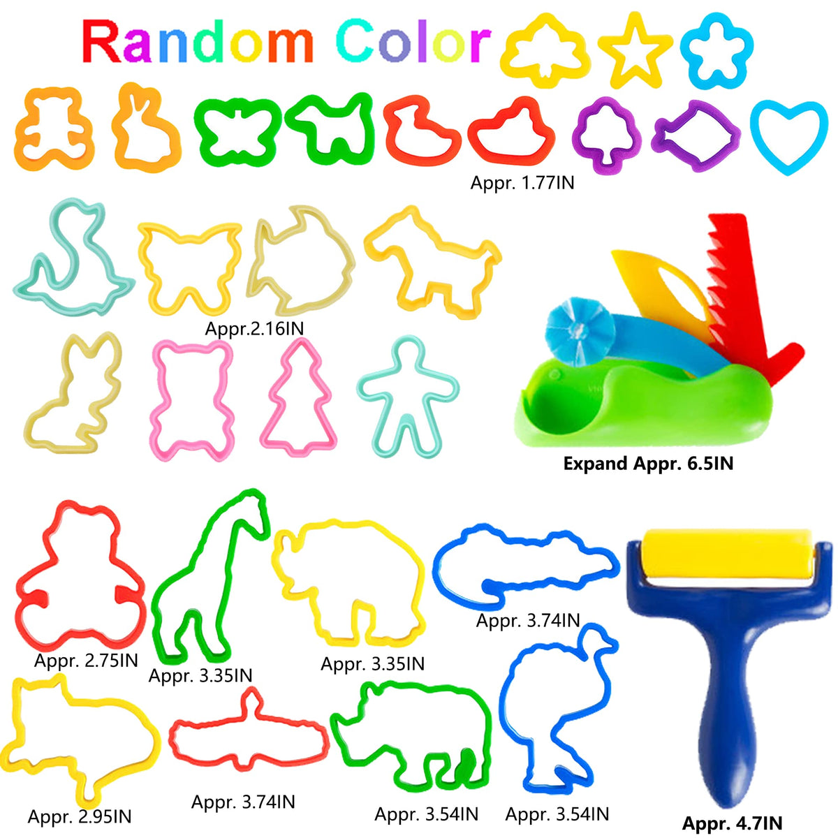Oun Nana 36-Piece Dough Tool Set for Kids 3-8 | Animal Cutters, Rolling Pins & More
