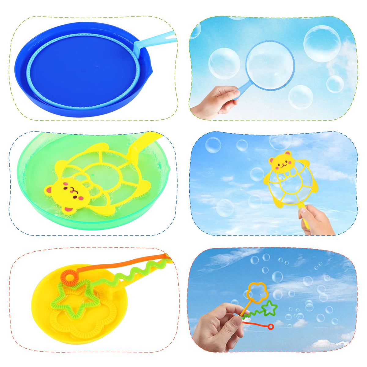 Oun Nana Bubble Wands Set – 28 Pcs Large Wands with Tray for Outdoor Fun