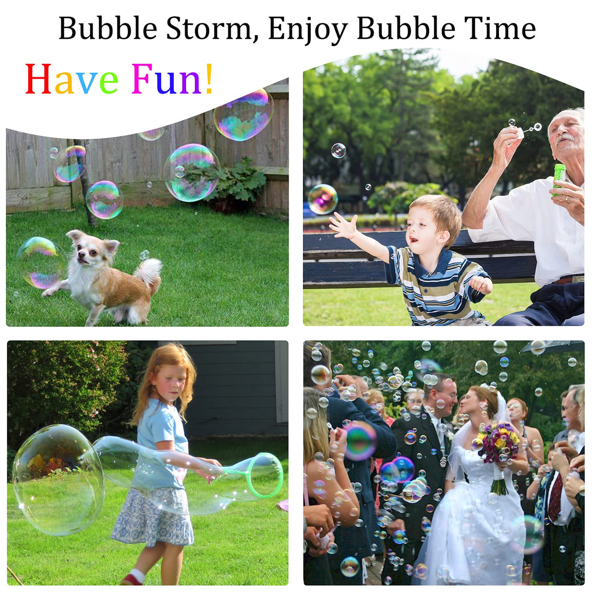 Oun Nana Bubble Wands Set – 28 Pcs Large Wands with Tray for Outdoor Fun