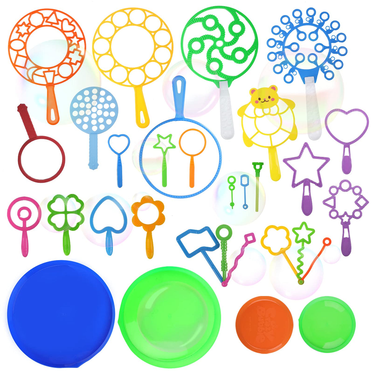 Oun Nana Bubble Wands Set – 28 Pcs Large Wands with Tray for Outdoor Fun