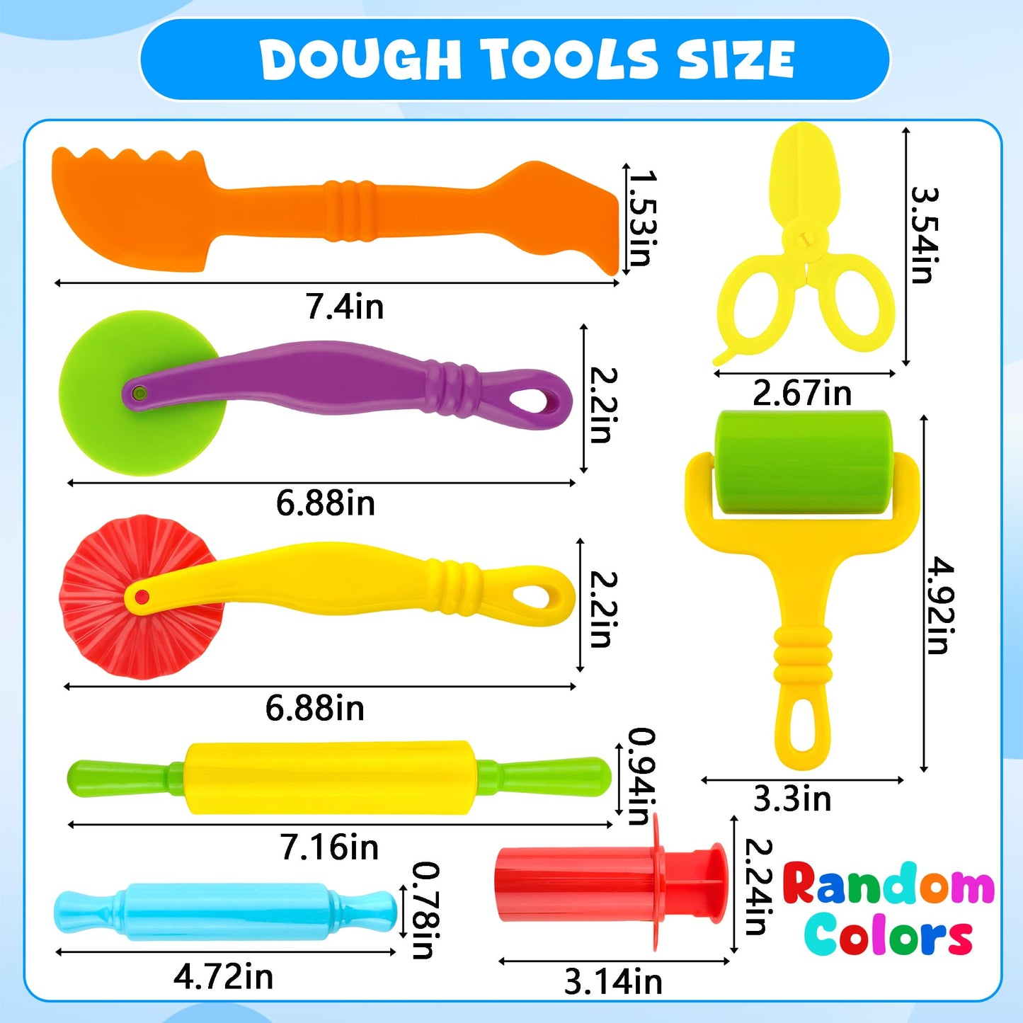 Oun Nana Dough Tools Kit – 12-Piece Dough Play Tools Set with 5 Extruders, Scissors, Rollers, Rolling Pins & Cutters for Kids 3+