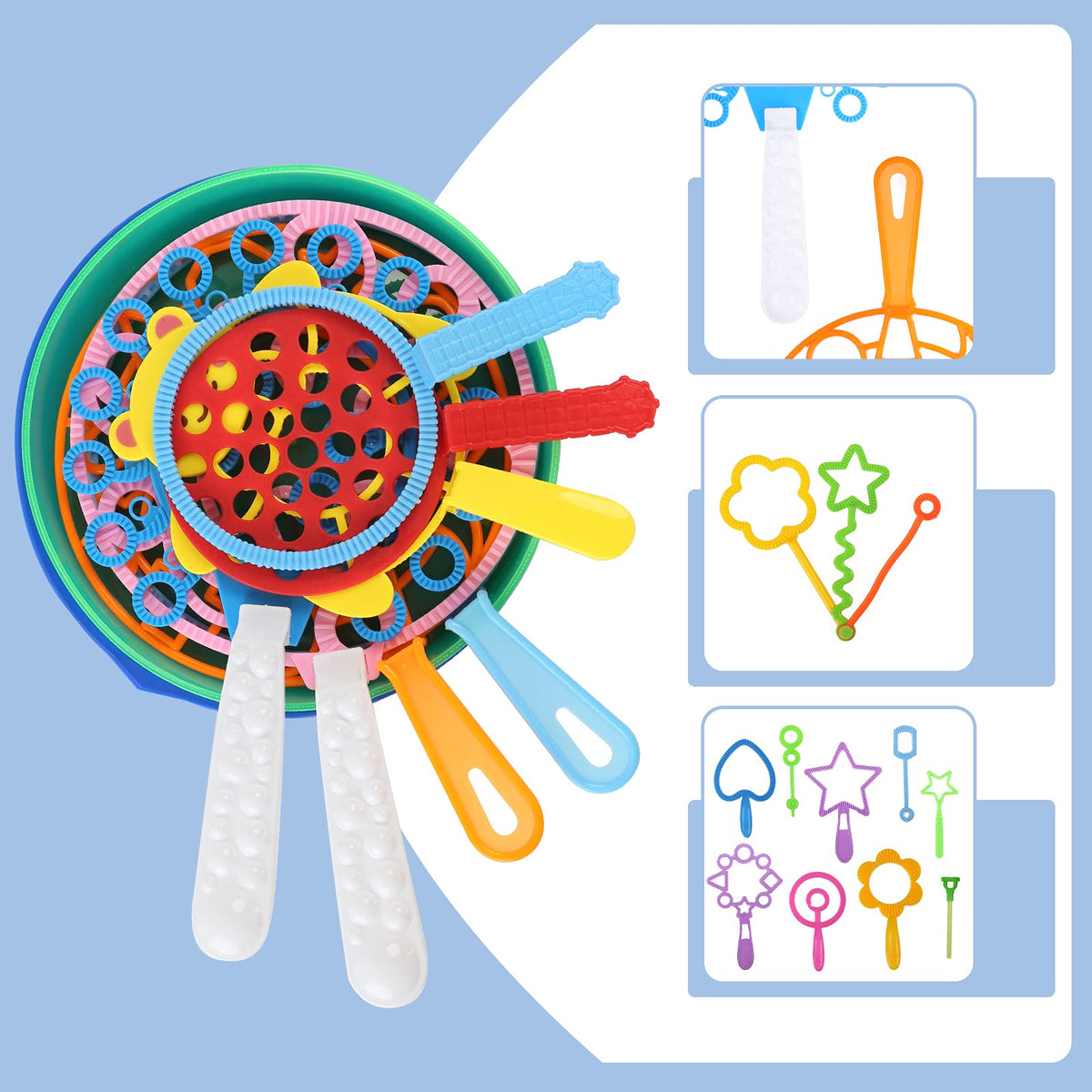 Oun Nana Bubble Wands Set – 28 Pcs Large Wands with Tray for Outdoor Fun