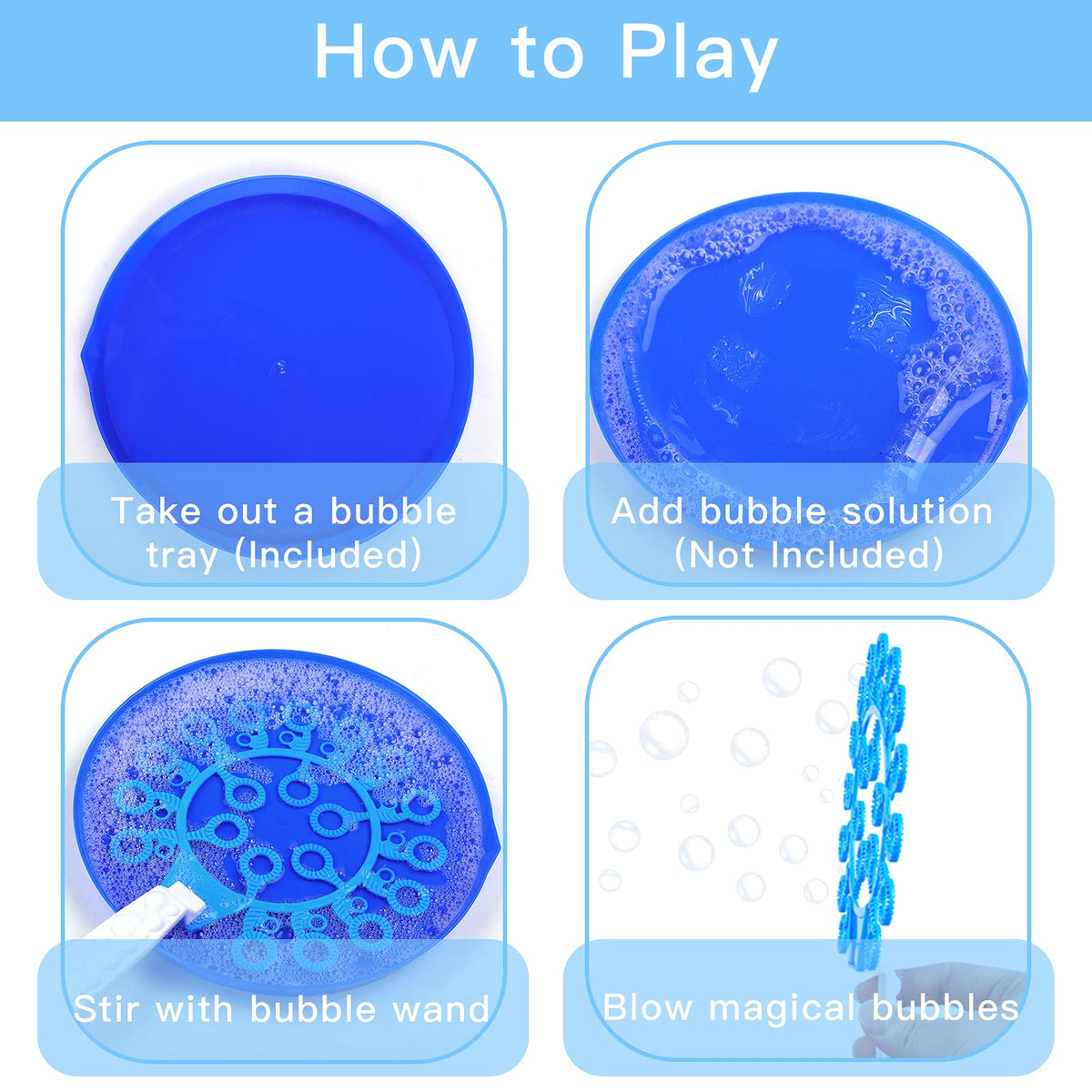 Oun Nana Bubble Wands Set – 28 Pcs Large Wands with Tray for Outdoor Fun