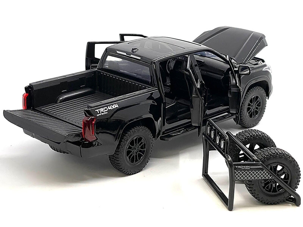 OUNAN 2023 Tundra TRD 4x4 Diecast – 1:24, Black, Sunroof & Wheel Rack