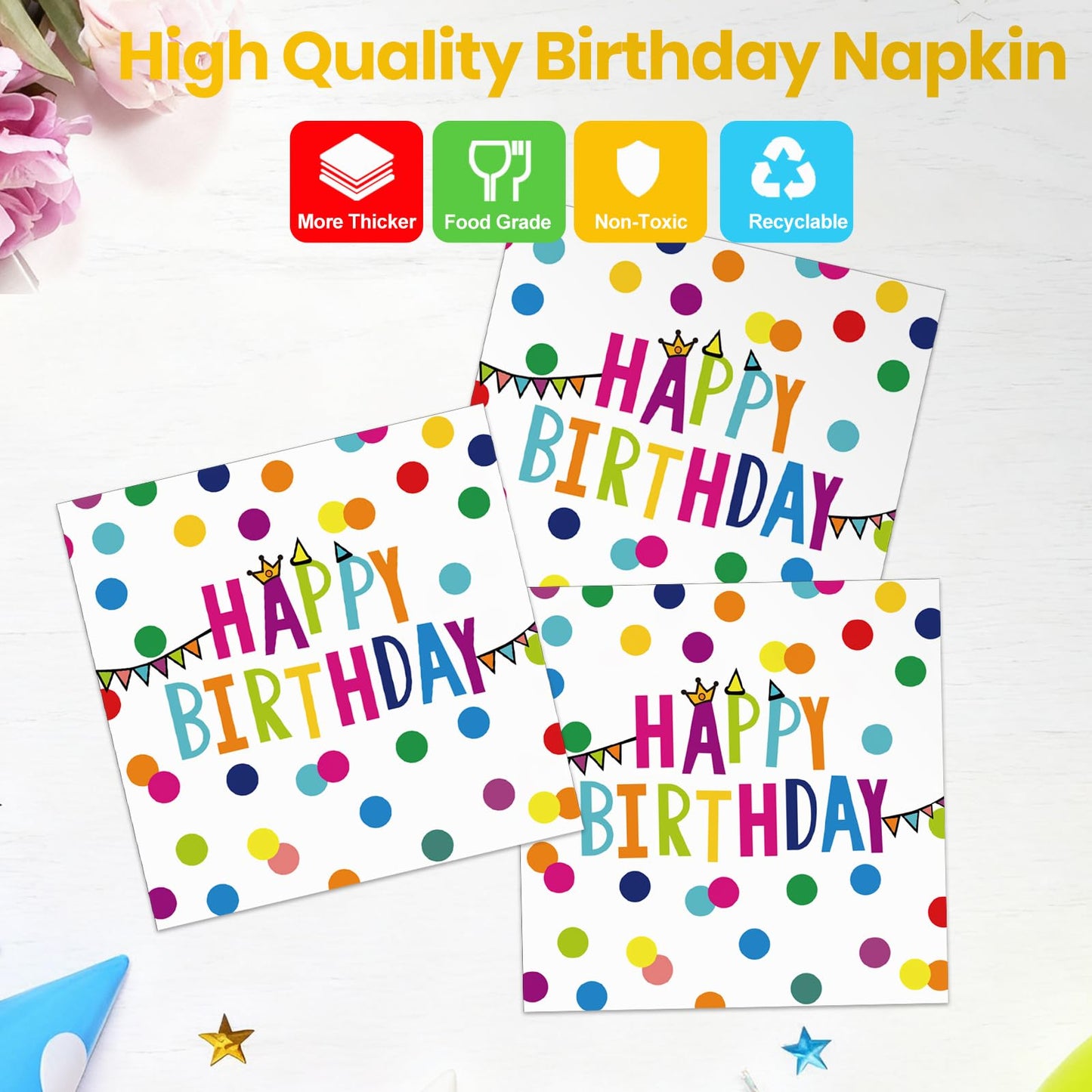 OUNIY Birthday Plates & Napkins Set – 175 Pcs for Kids' Party (Serves 25)