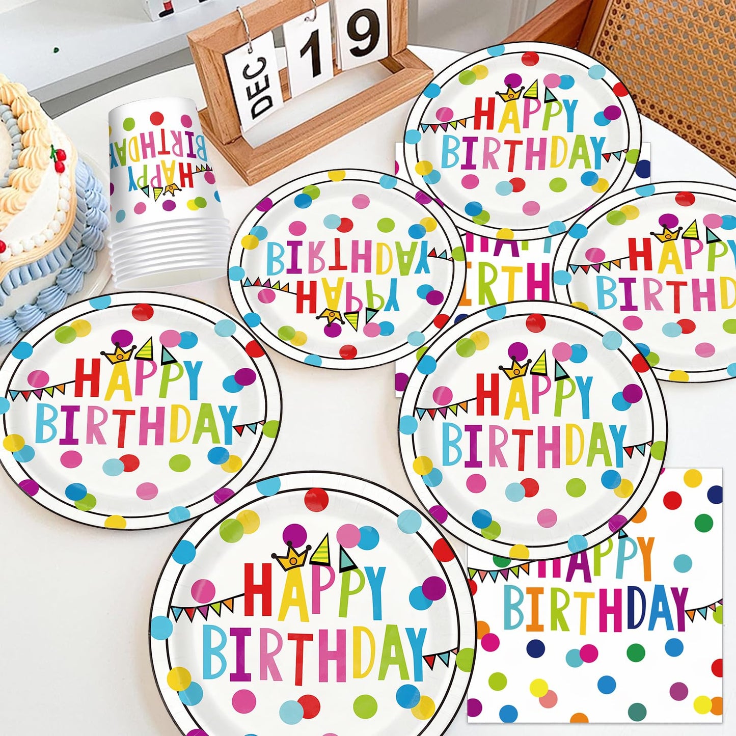 OUNIY Birthday Plates & Napkins Set – 175 Pcs for Kids' Party (Serves 25)