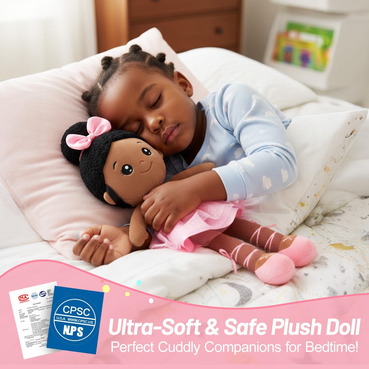 OUOZZZ 13-Inch Soft Baby Doll for Girls & Boys - African American Rag Doll & Cuddle Buddy