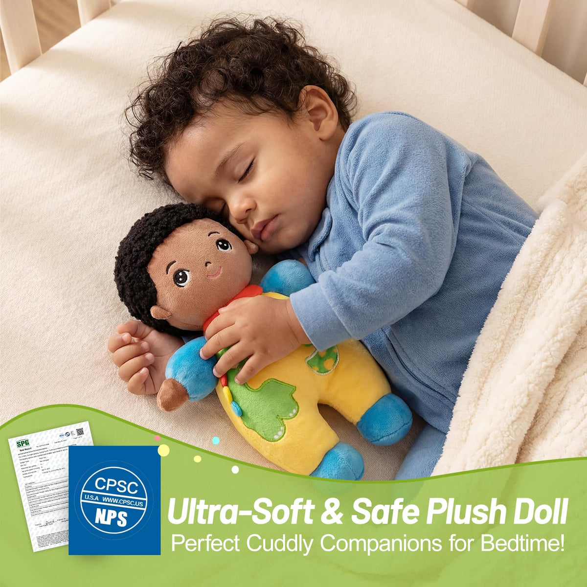 OUOZZZ 10-Inch Soft Black Boy Doll – Toddler Buddy & Dinosaur Gift