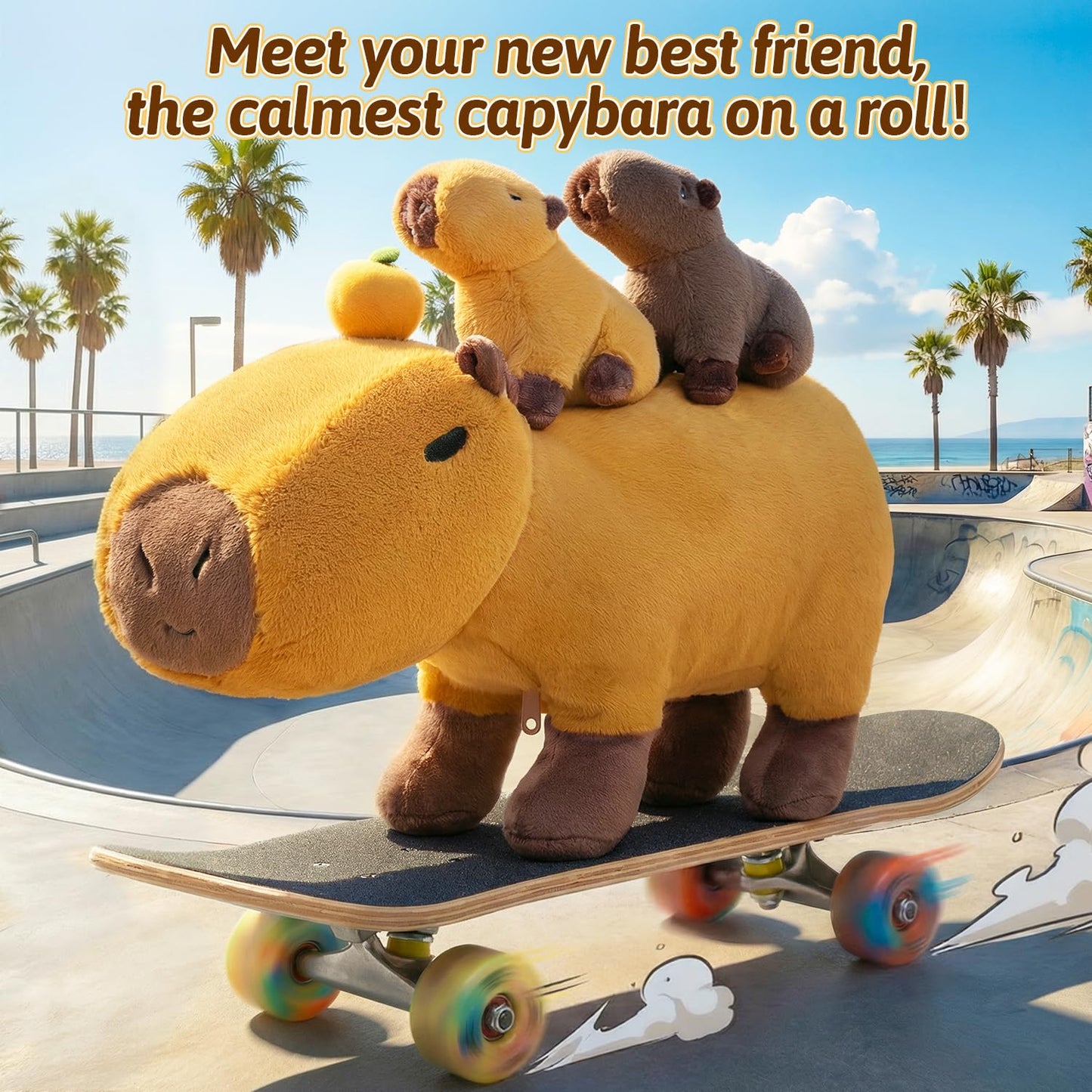 OUOZZZ Capybara Plush Toy – 5-in-1 Mommy with 4 Removable Babies