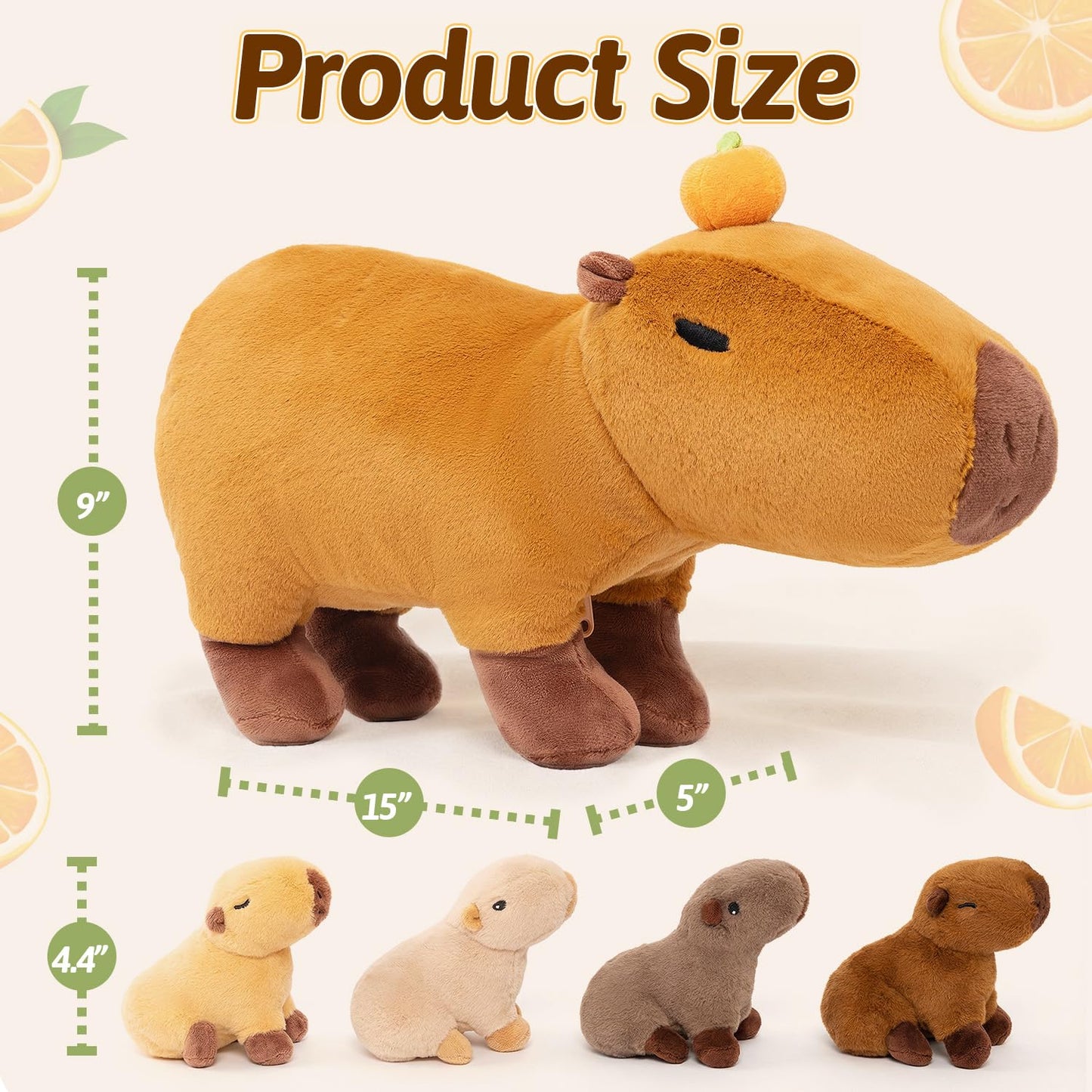 OUOZZZ Capybara Plush Toy – 5-in-1 Mommy with 4 Removable Babies