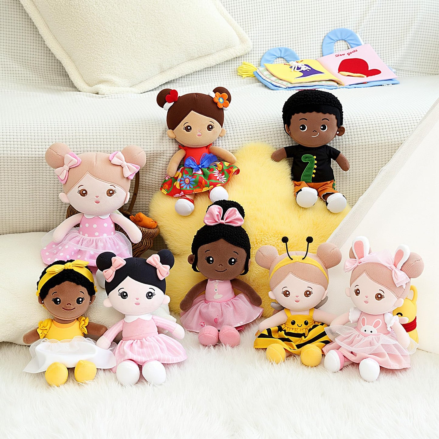 OUOZZZ 12.6-inch Soft Baby Doll — Yellow Bee Dress, Gift for 1+ Year Old Girls