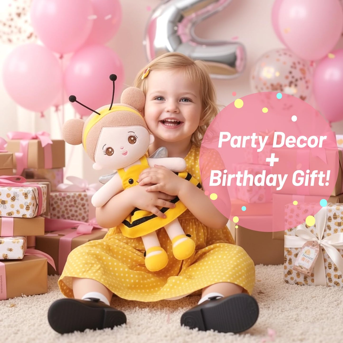 OUOZZZ 12.6-inch Soft Baby Doll — Yellow Bee Dress, Gift for 1+ Year Old Girls