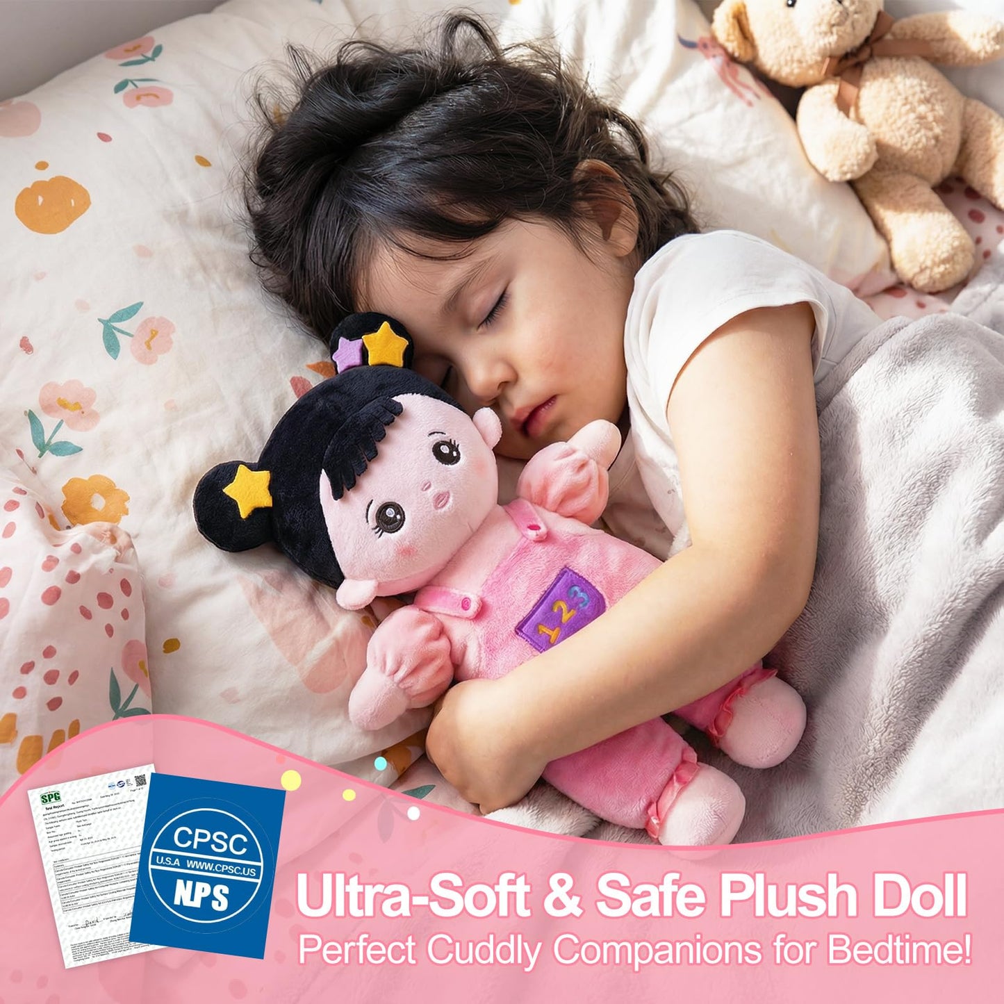 OUOZZZ 10-Inch Soft Baby Doll Set with Bassinet, Blanket & Bottle for Pretend Play