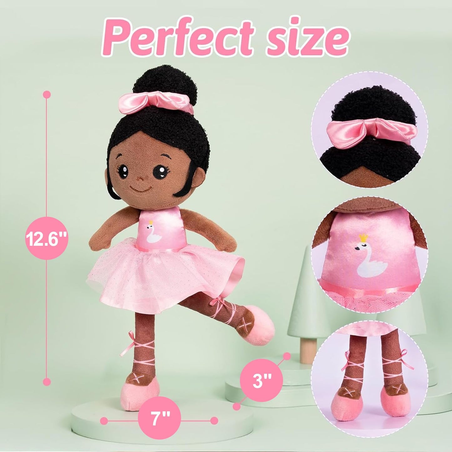 OUOZZZ 13-Inch Soft Baby Doll for Girls & Boys - African American Rag Doll & Cuddle Buddy