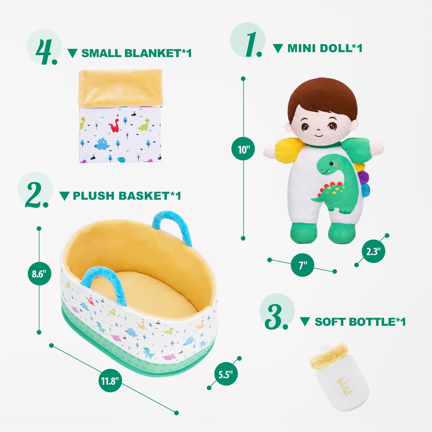 OUOZZZ 10-Inch Soft Baby Boy Doll Set | Plush Pretend Play Toy for 2-Year-Olds