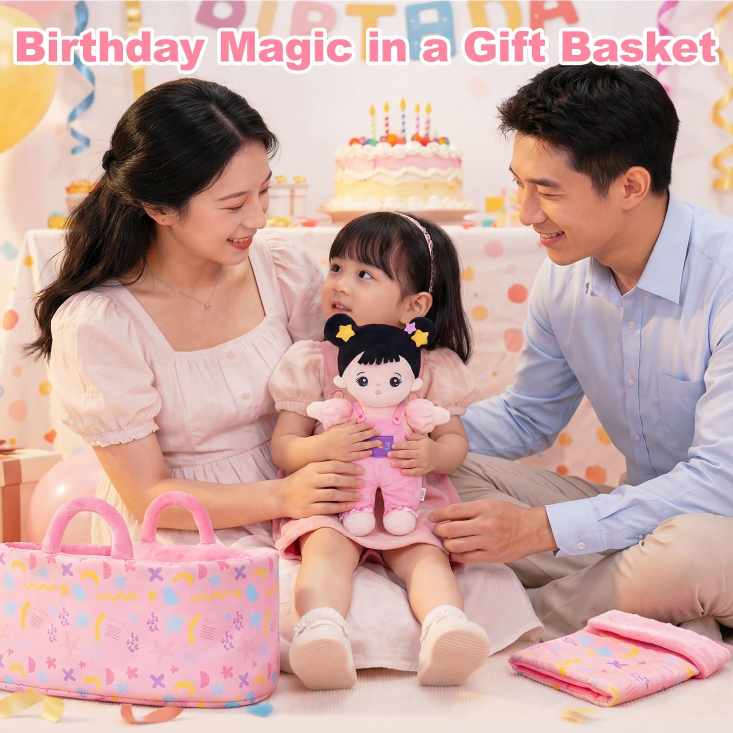 OUOZZZ 10-Inch Soft Baby Doll Set with Bassinet, Blanket & Bottle for Pretend Play