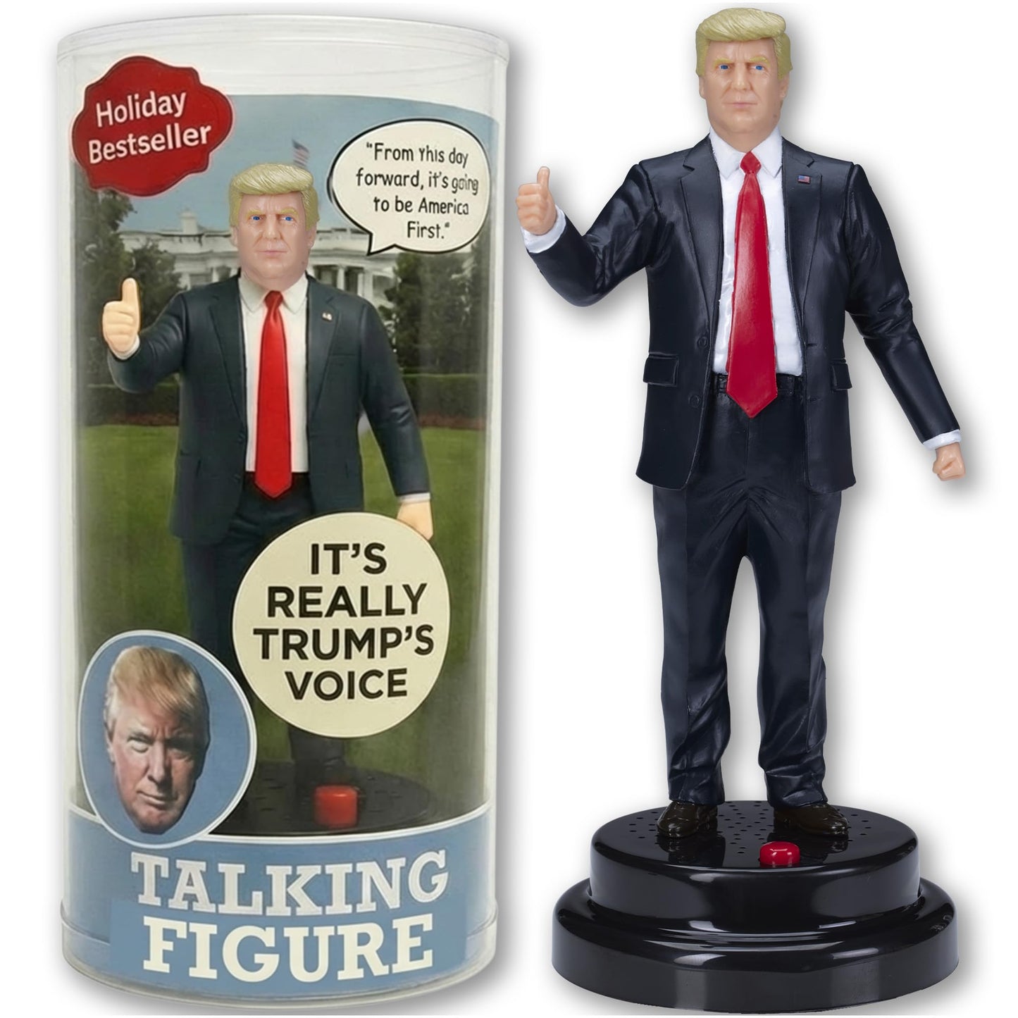 OUR FRIENDLY FOREST Donald Trump Talking Figure – 17 Real Quotes, Gag Gift, Desk Display