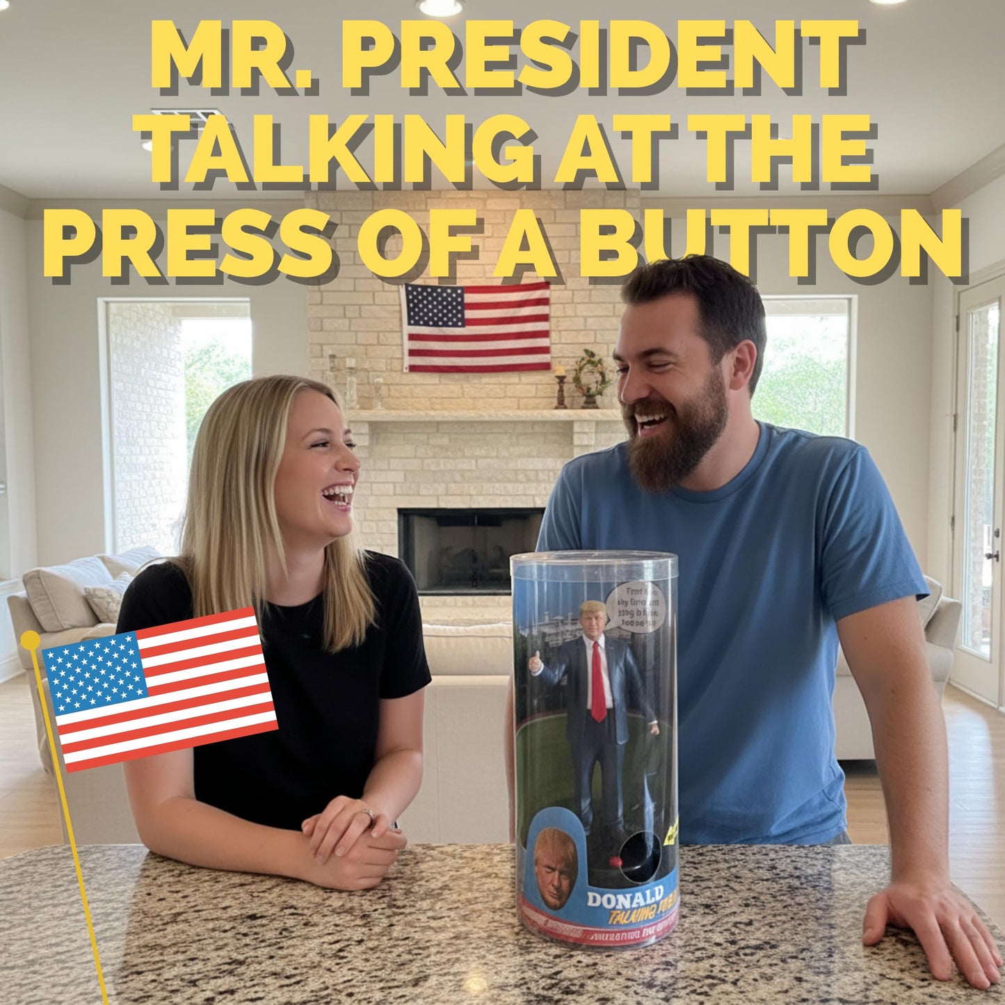 OUR FRIENDLY FOREST Donald Trump Talking Figure – 17 Real Quotes, Gag Gift, Desk Display