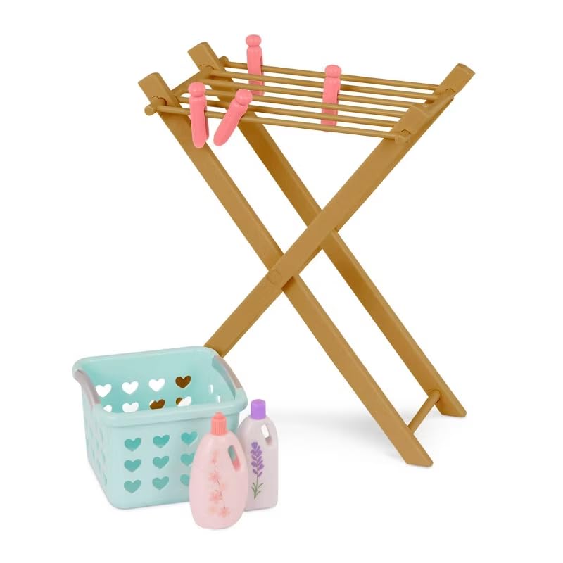 Our Generation 18-inch Doll Laundry Set – Washer, Hamper, Drying Rack & Ironing Board