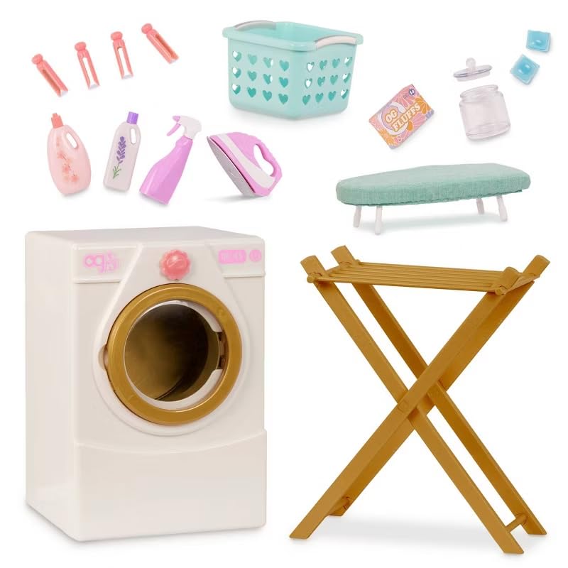 Our Generation 18-inch Doll Laundry Set – Washer, Hamper, Drying Rack & Ironing Board
