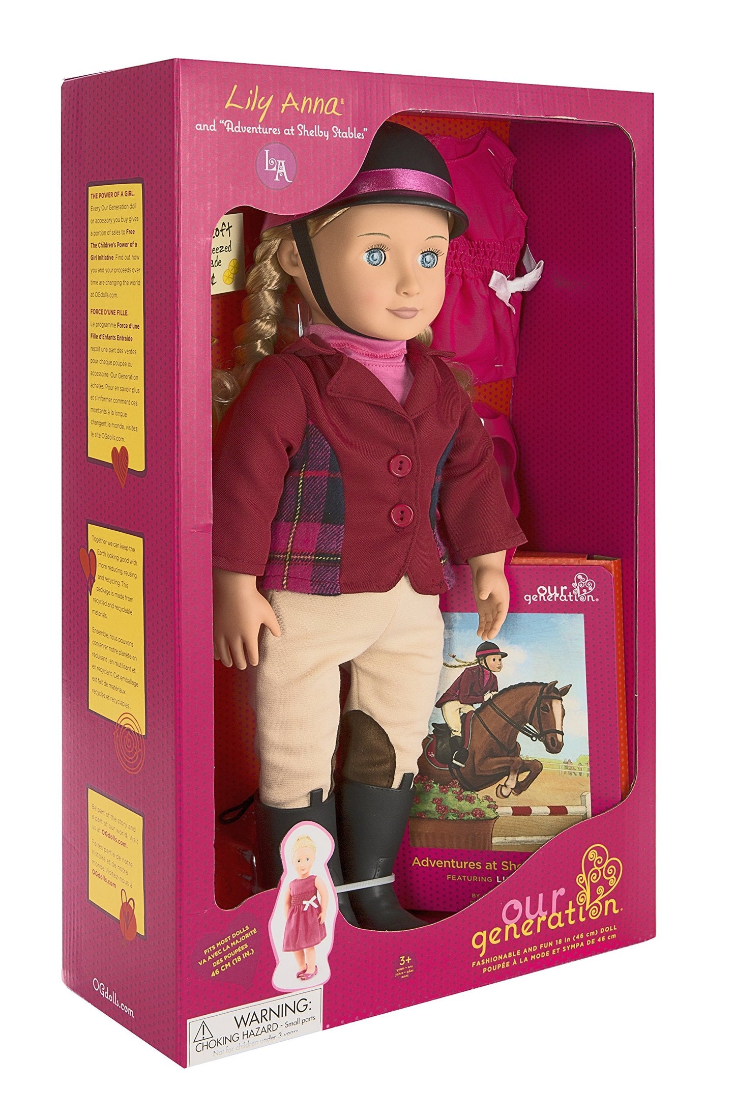 Our Generation Lily Anna 18-Inch Deluxe Posable Doll – Equestrian Kit with Book & Accessories | Ages 3+