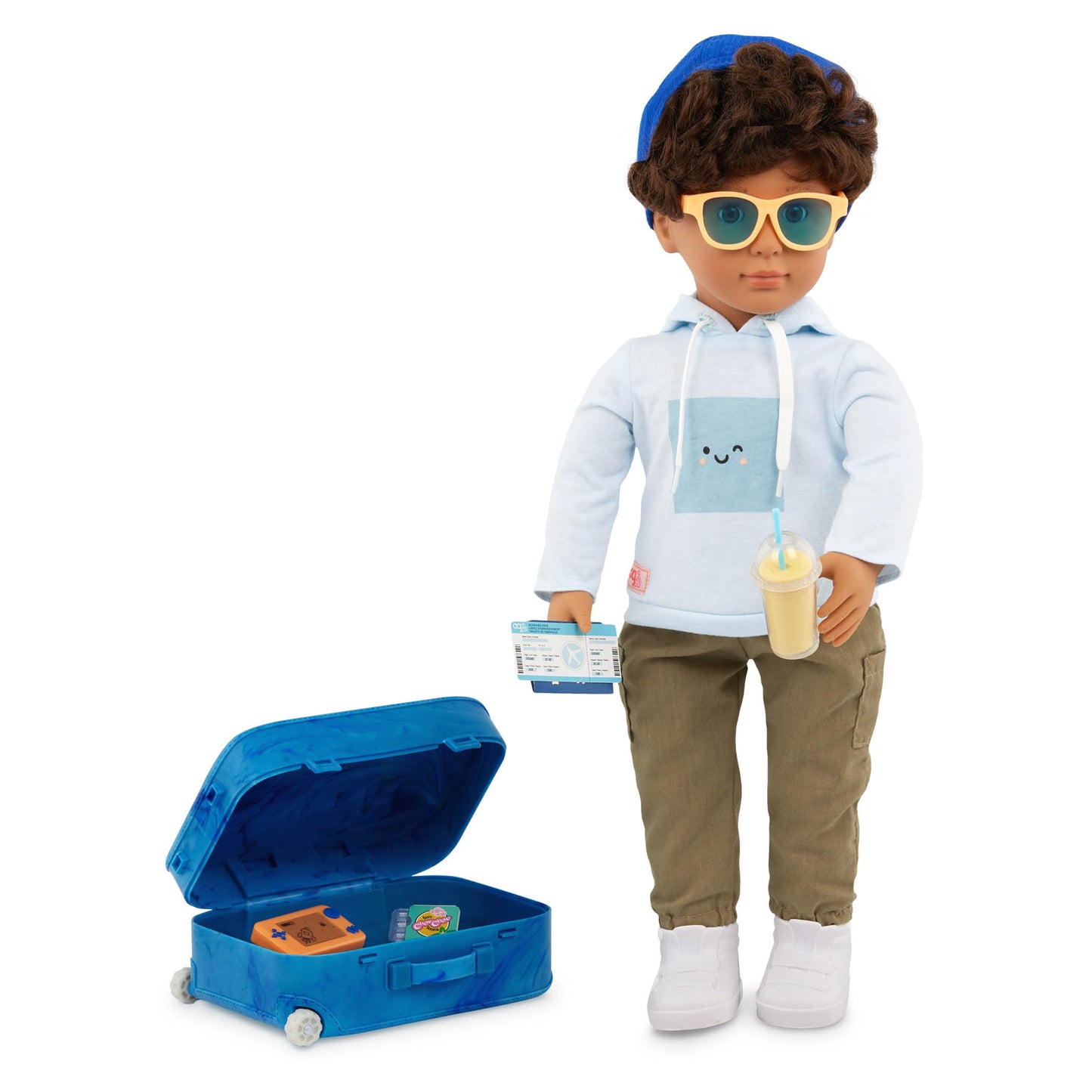 Our Generation Milo 45cm Boy Doll with Rolling Luggage & Travel Accessories | 3+