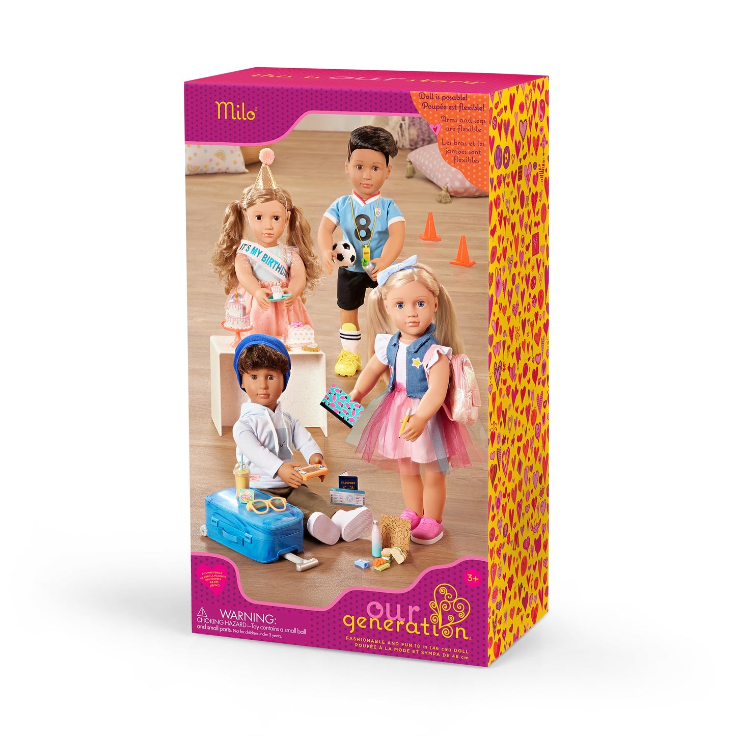 Our Generation Milo 45cm Boy Doll with Rolling Luggage & Travel Accessories | 3+
