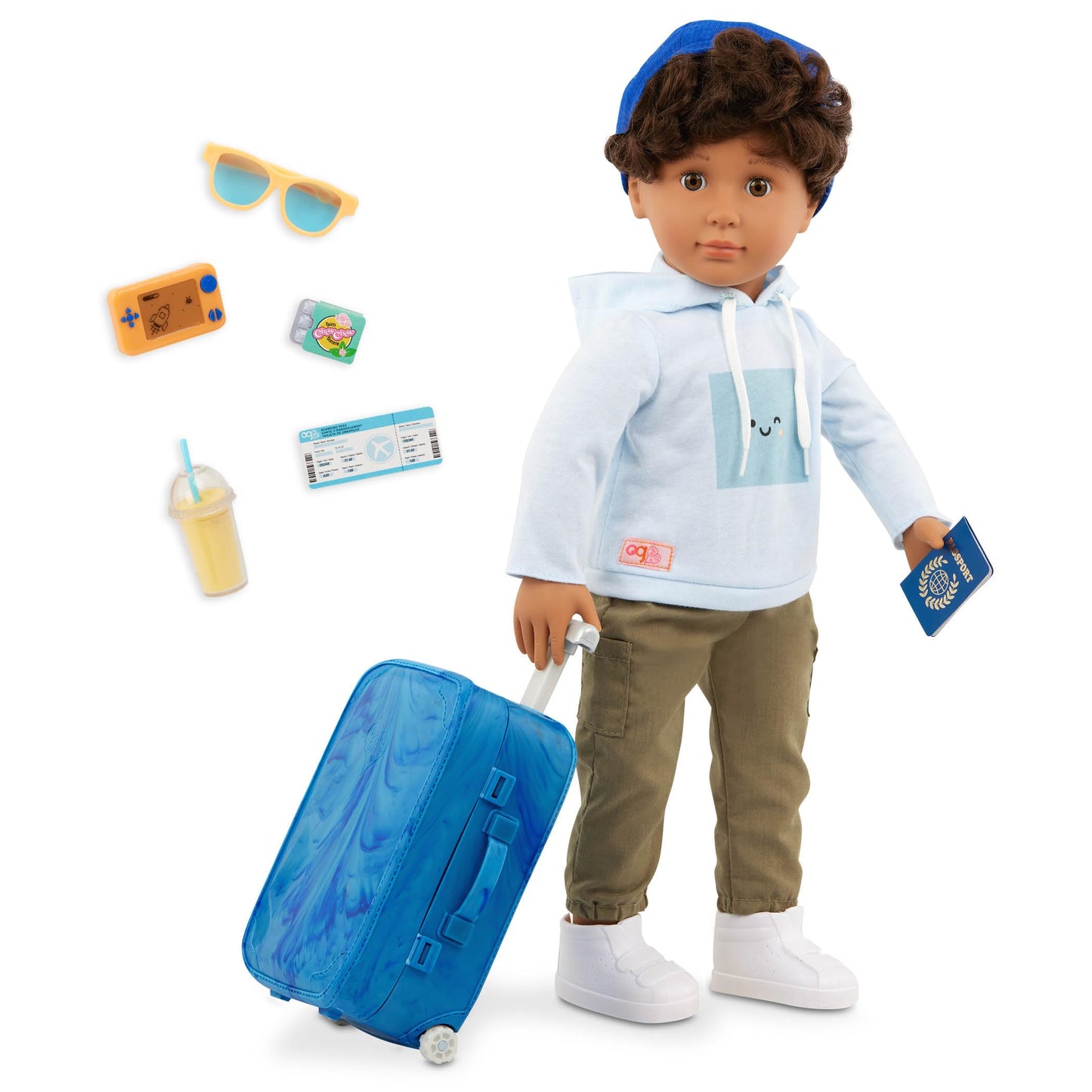 Our Generation Milo 45cm Boy Doll with Rolling Luggage & Travel Accessories | 3+