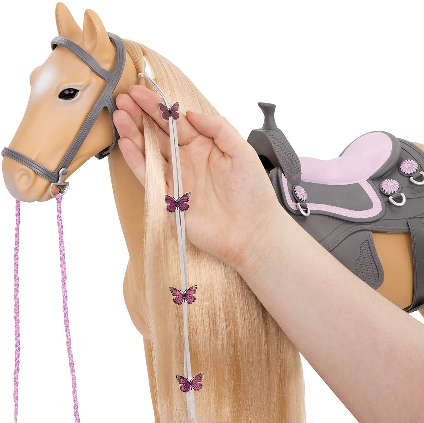 Our Generation Palomino Paint Horse – 18-Inch Doll Styling Set with Hair Extensions