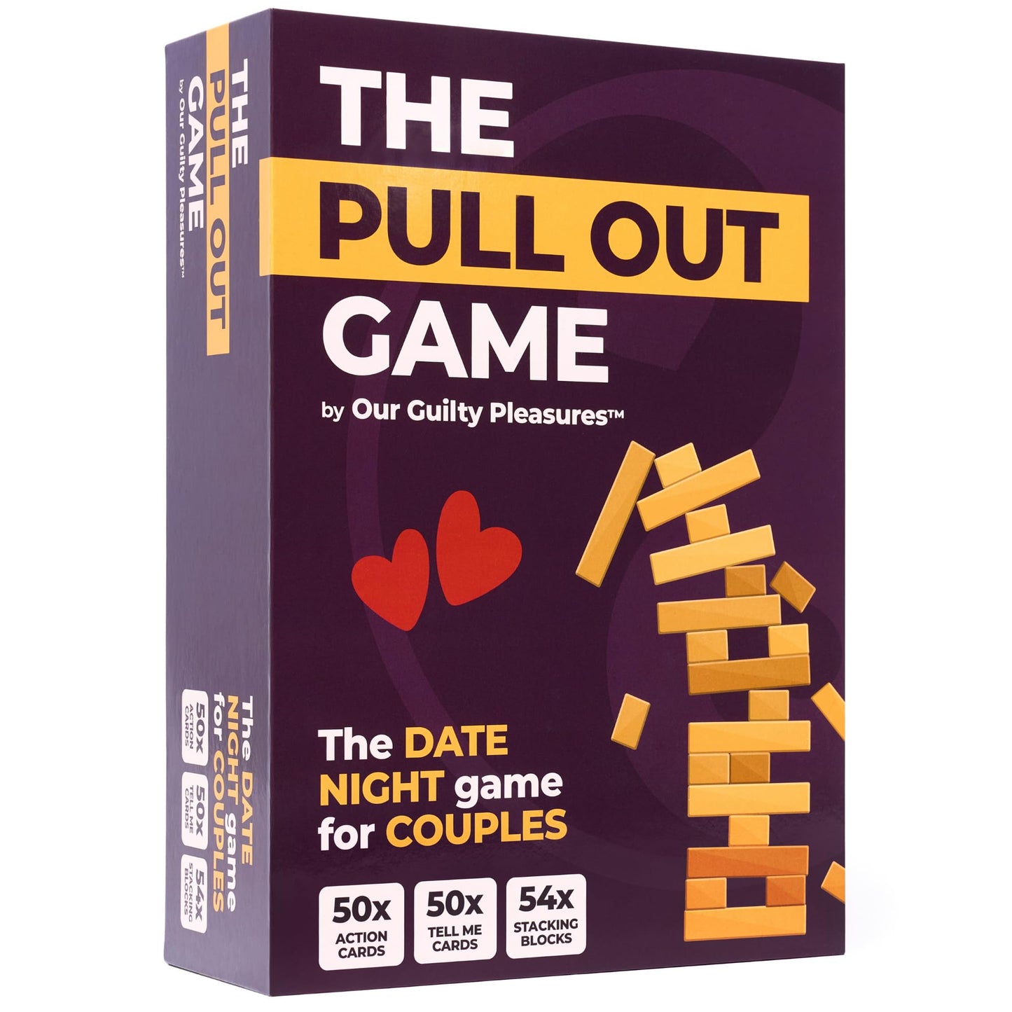 Our Guilty Pleasures Pull Out Game – Flirty Date Night Block Tower with 100 Cards (50 Action, 50 Tell Me) | Valentine’s Gift for Couples
