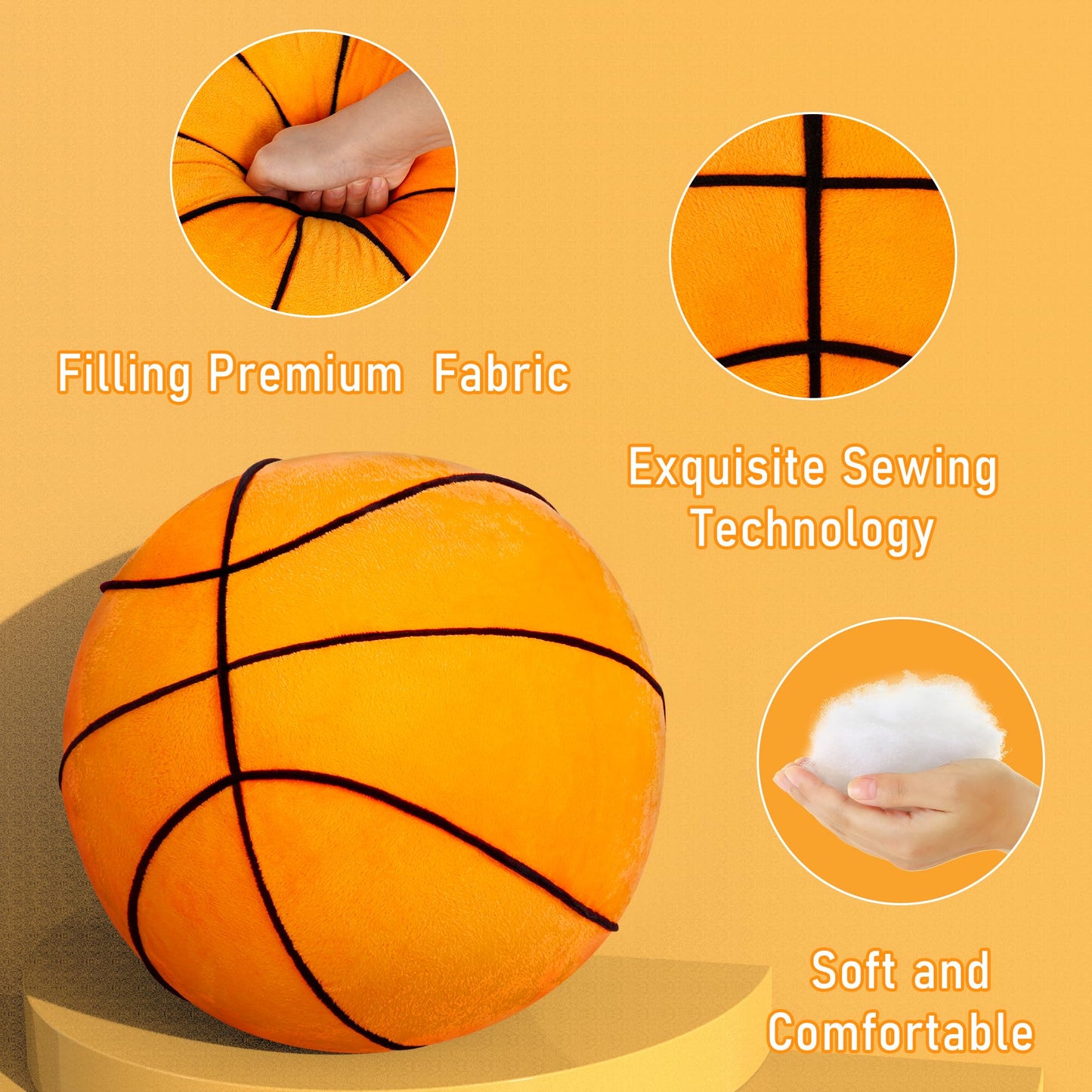 OurHonor Basketball Pillow 11.8in – Realistic Basketball Plush and Room Decor