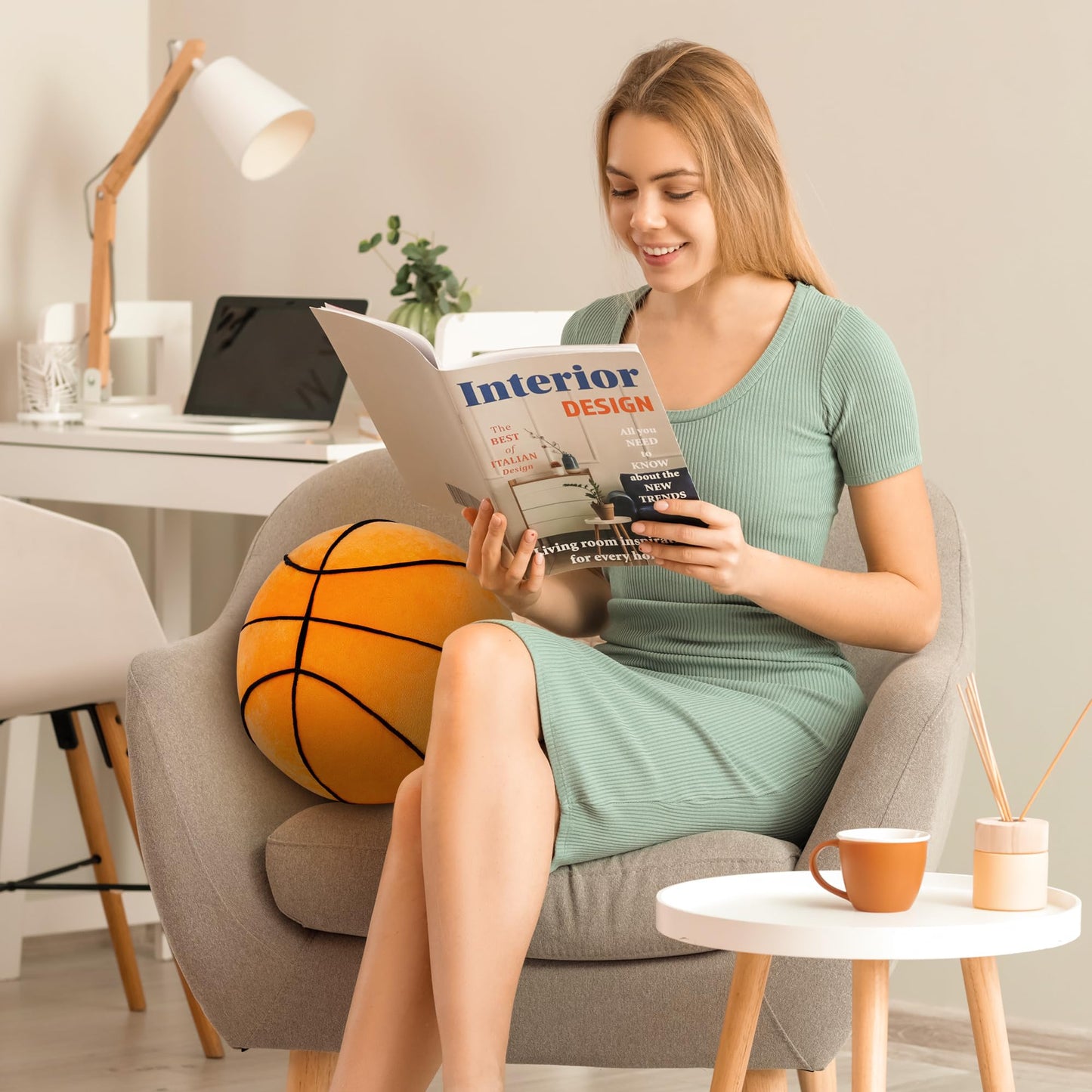 OurHonor Basketball Pillow 11.8in – Realistic Basketball Plush and Room Decor