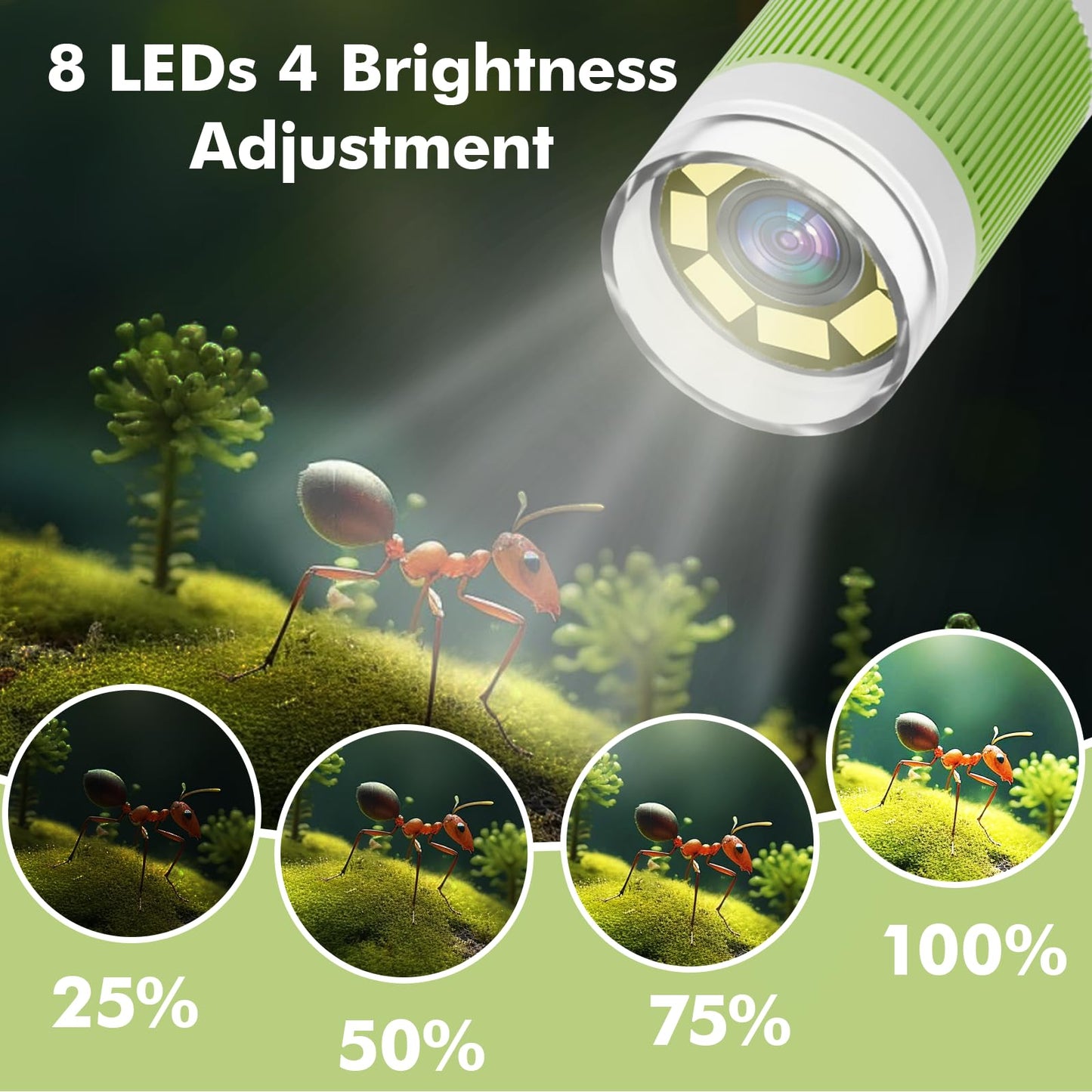 OUTACT 1000X Digital Microscope for Kids – 1080p, 4.3'' HD Handheld, 8 LED, 8GB Card | STEM Educational Toy