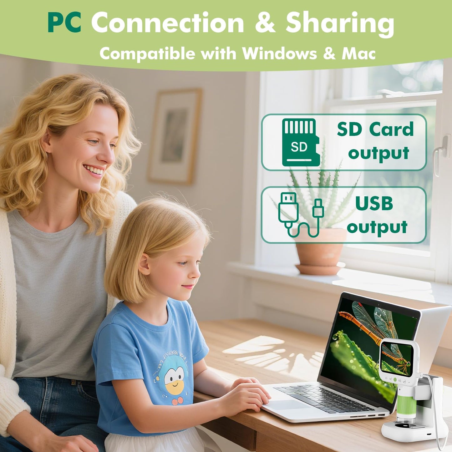 OUTACT 1000X Digital Microscope for Kids – 1080p, 4.3'' HD Handheld, 8 LED, 8GB Card | STEM Educational Toy