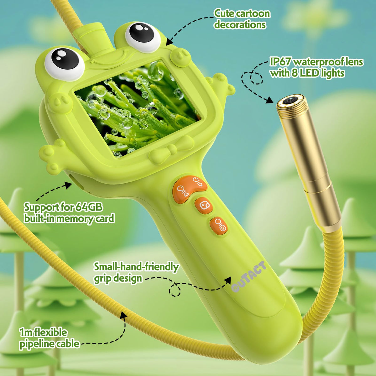 OUTACT Kids Endoscope – 2.4-inch Display, 1m Tube, IP67, STEM Outdoor Explorer