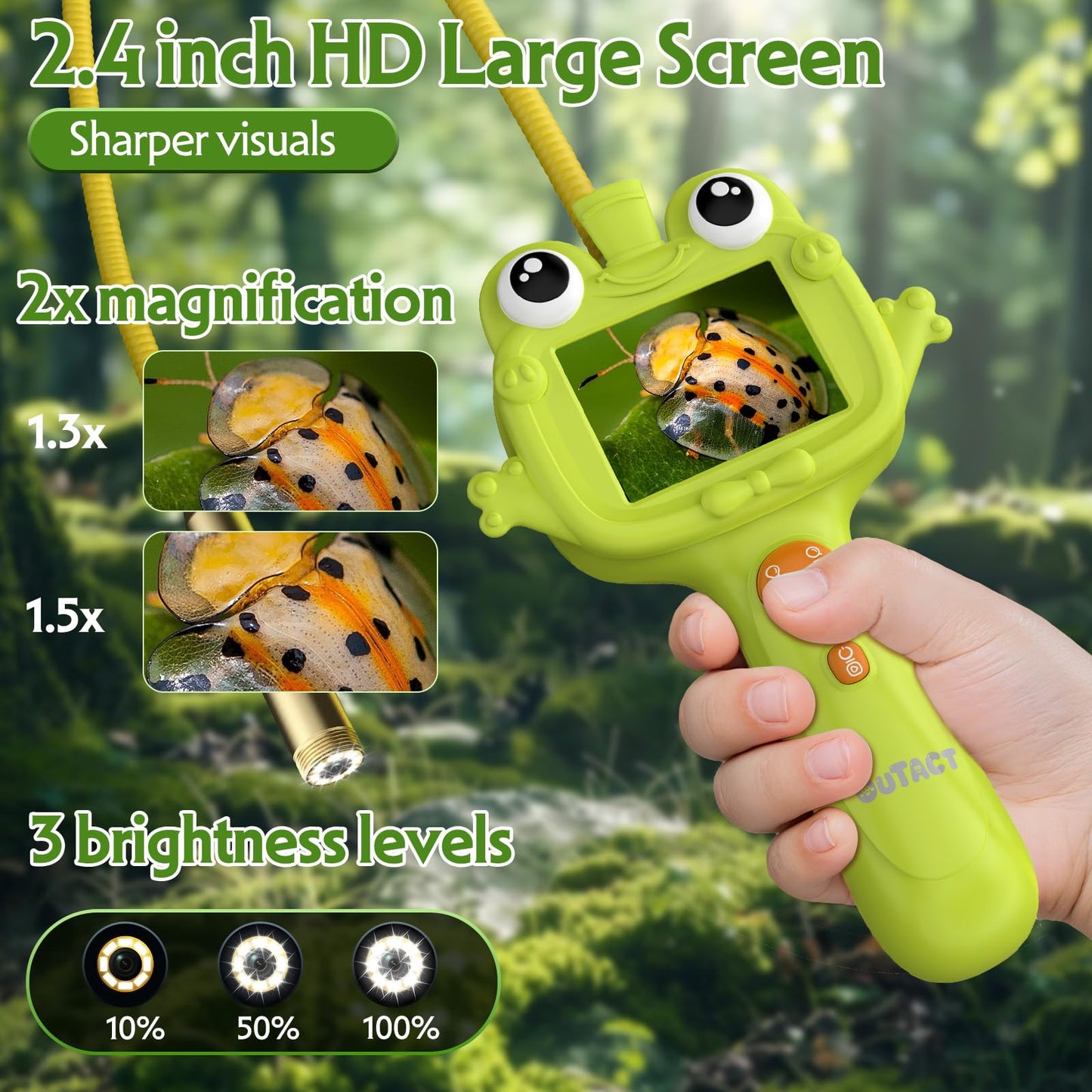 OUTACT Kids Endoscope – 2.4-inch Display, 1m Tube, IP67, STEM Outdoor Explorer