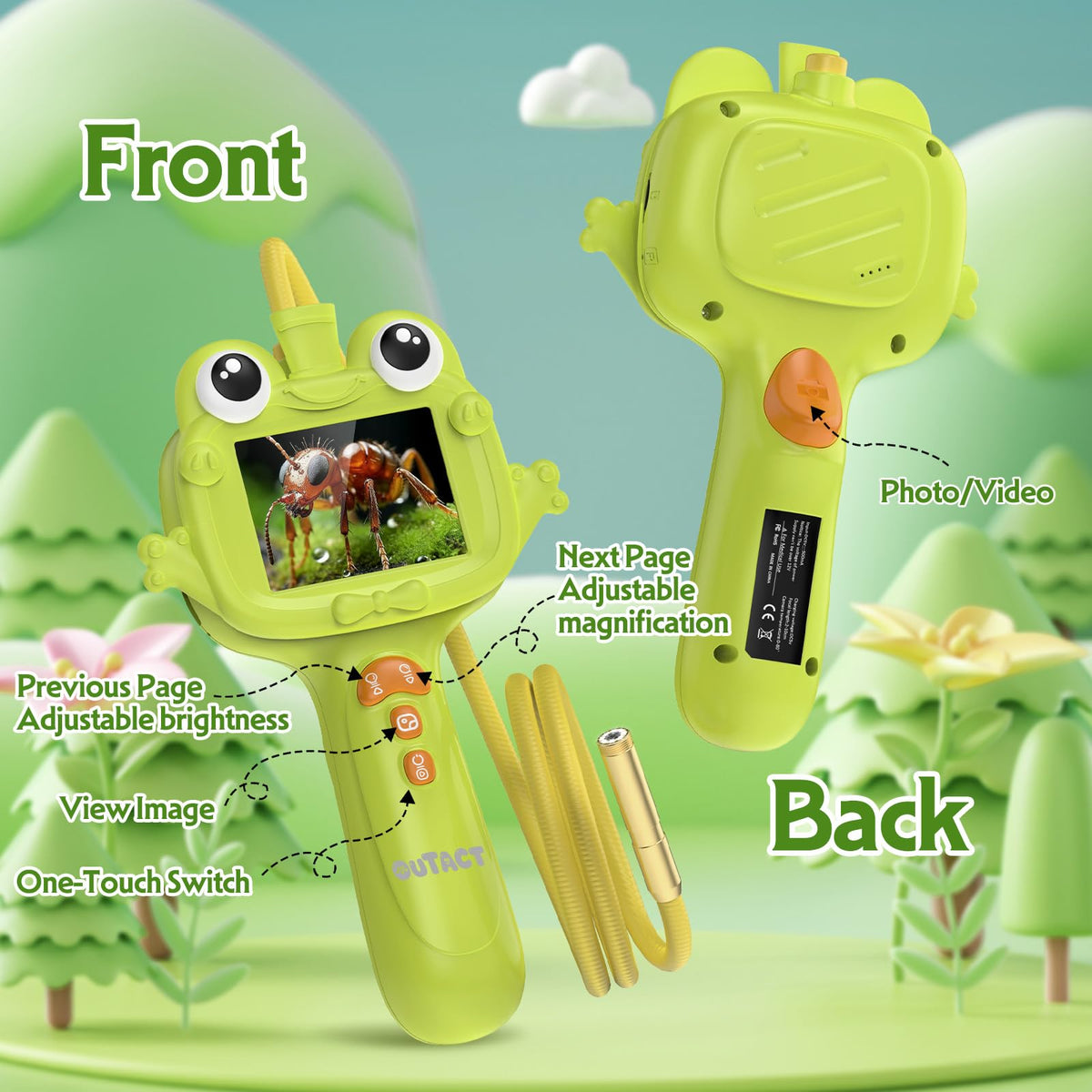 OUTACT Kids Endoscope – 2.4-inch Display, 1m Tube, IP67, STEM Outdoor Explorer