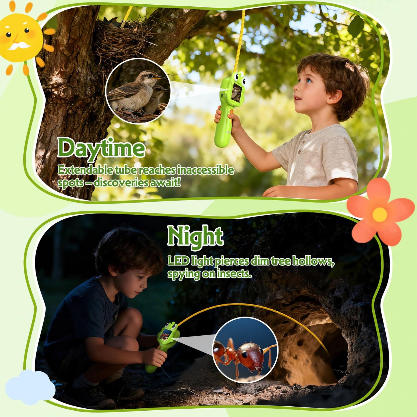 OUTACT Kids Endoscope – 2.4-inch Display, 1m Tube, IP67, STEM Outdoor Explorer