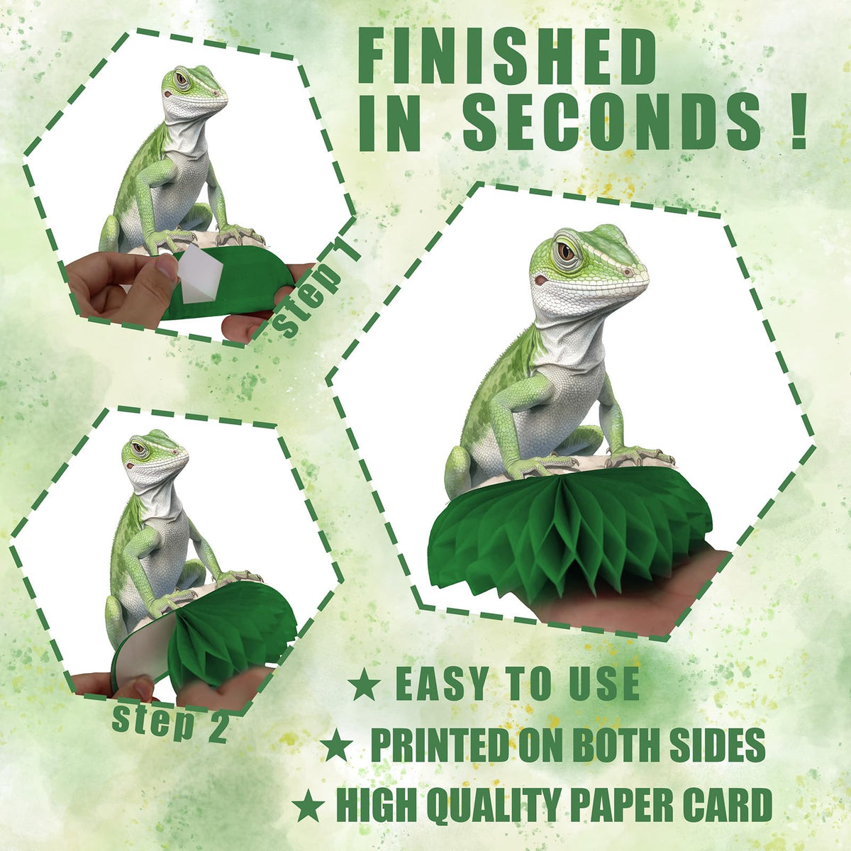 Outego Reptile Party Centerpiece Set | Honeycomb Table Toppers for Kids