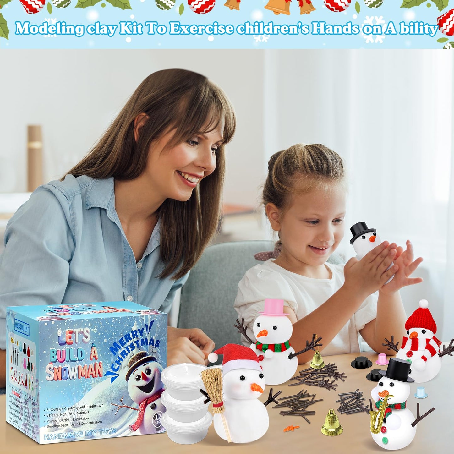 Outivity 12 Pack Build a Snowman Kit – Winter DIY Crafts for Kids